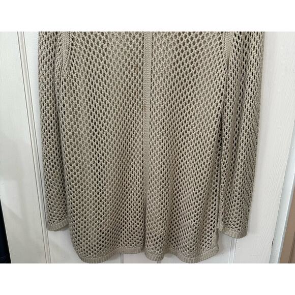 Croft & Barrow Tan Crochet‎ V Neck Open Knit Sweater Pullover Beachy Boho XXL - Picture 5 of 7